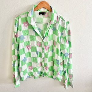 ASOS Checkered Floral Pajama Shirt Sz 8